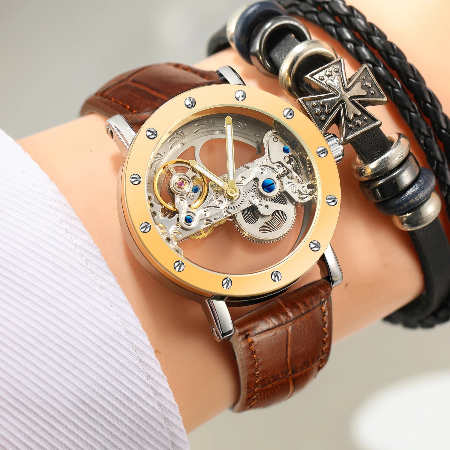 Horvantis® – Luxury Skeleton Tourbillon Mechanical Watch | Automatic, Luminous, Waterproof, Leather Strap, Elegant Style