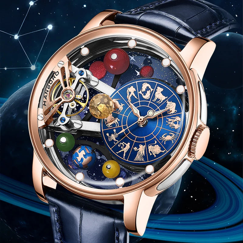 🍃 Astralyx® – Celestial Automatic Watch for Men | Starry Sky Dial, Luminous Night Design, Constellation Inspired