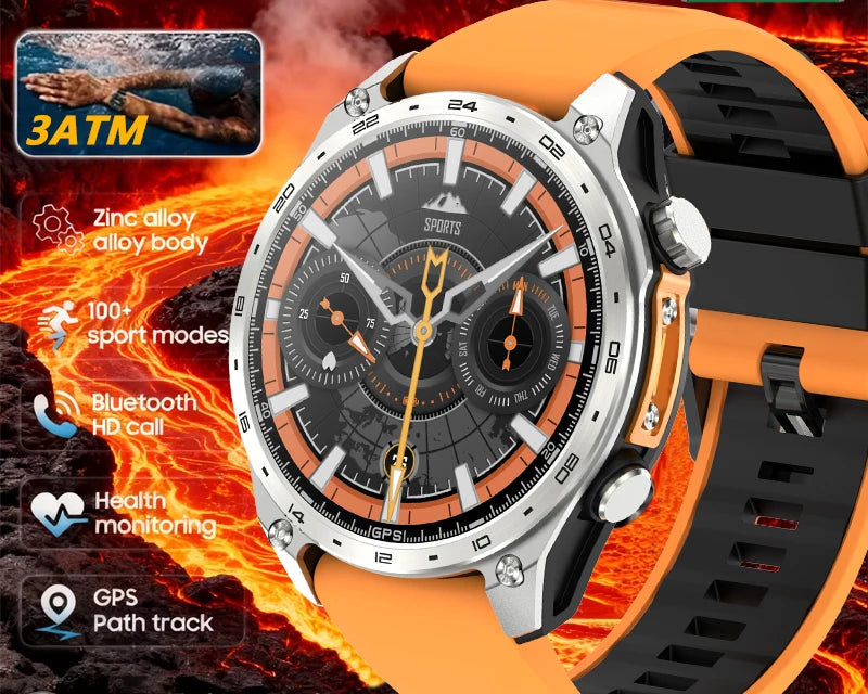 Trailvex® – Outdoor AMOLED Smartwatch with GPS & Offline Maps | 4GB Storage, Compass, Altimeter, Flashlight