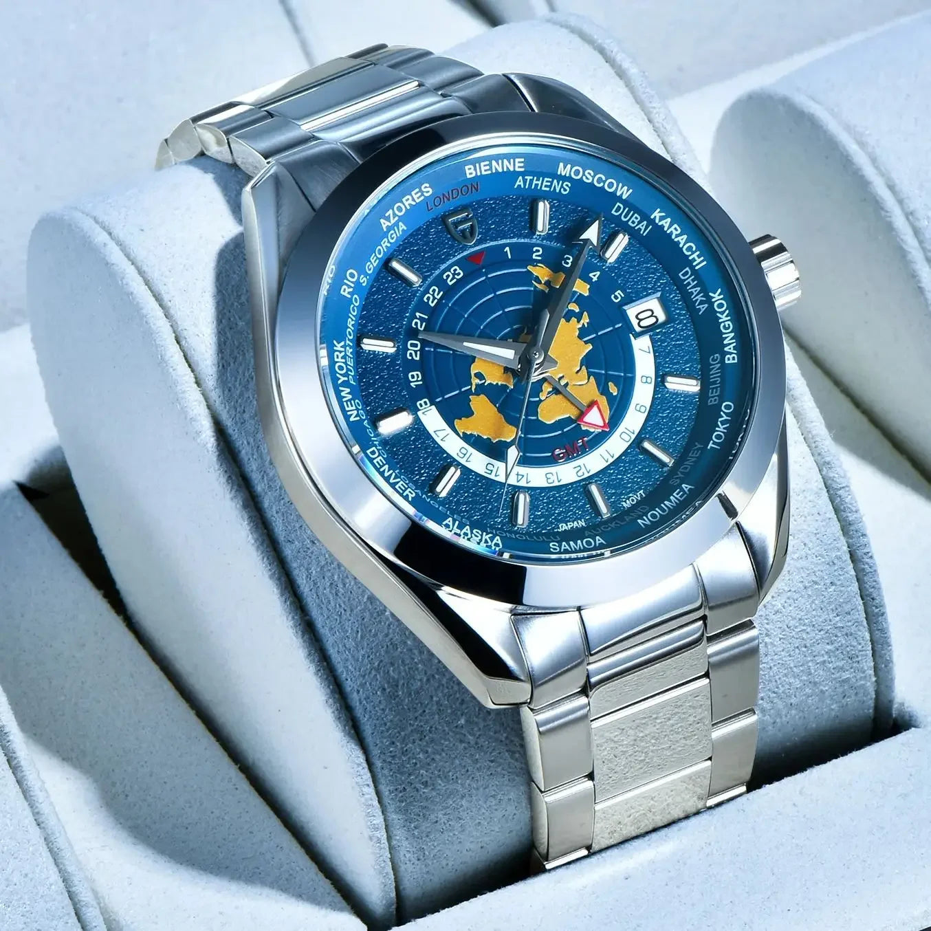Chronoterra® – World Time GMT Automatic Watch for Men | NH34A Movement, Sapphire Crystal, Mechanical, Waterproof