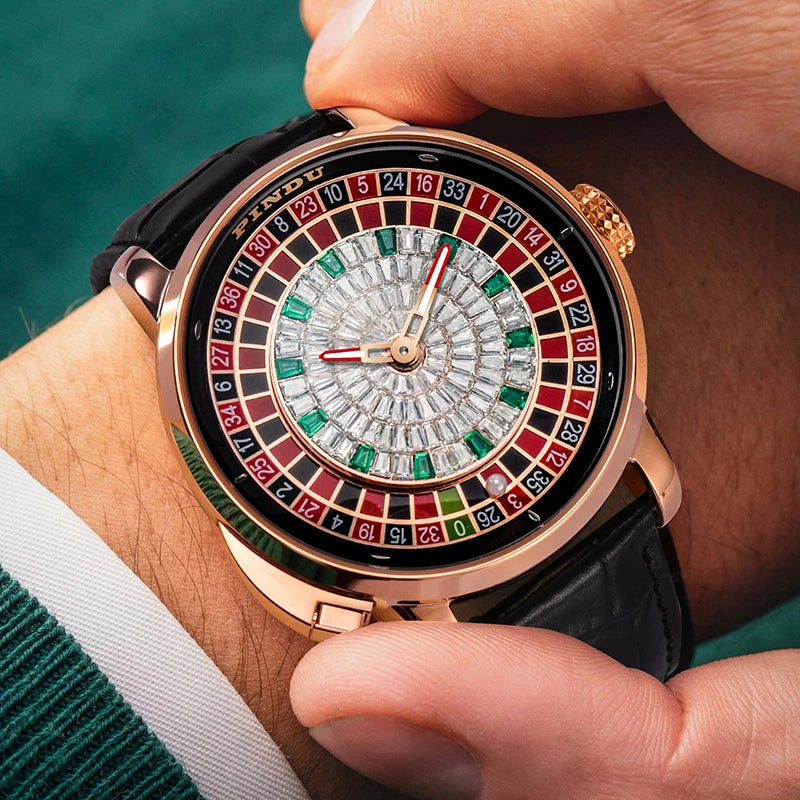 Vornyx® – Roulentis 42 | NH35A Mechanical Watch with Russian Roulette Dial, Diamond Markers & Sapphire Crystal