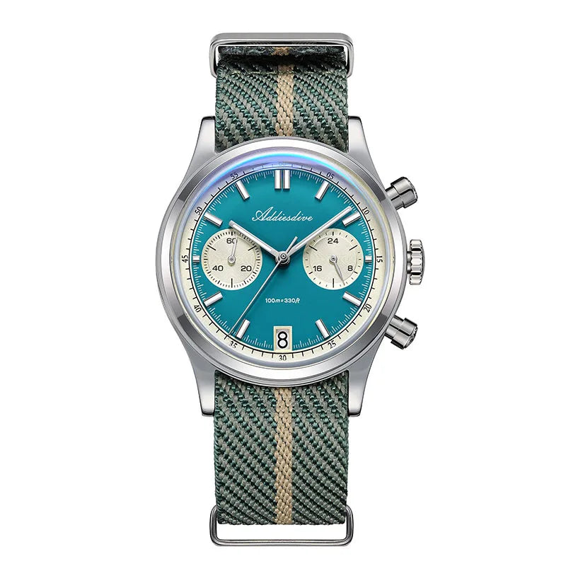Rhevaron® – Compact Chronograph Quartz Watch for Men | 38MM, VK64 Movement, AR Coated Glass, Waterproof Sport Design