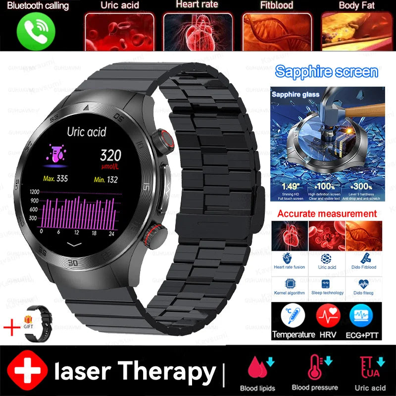 Veltrix® – Corelase X | Biomedical Smartwatch with Uric Acid & Body Fat Tracking, Laser Therapy, ECG+PPG & Bluetooth Calling