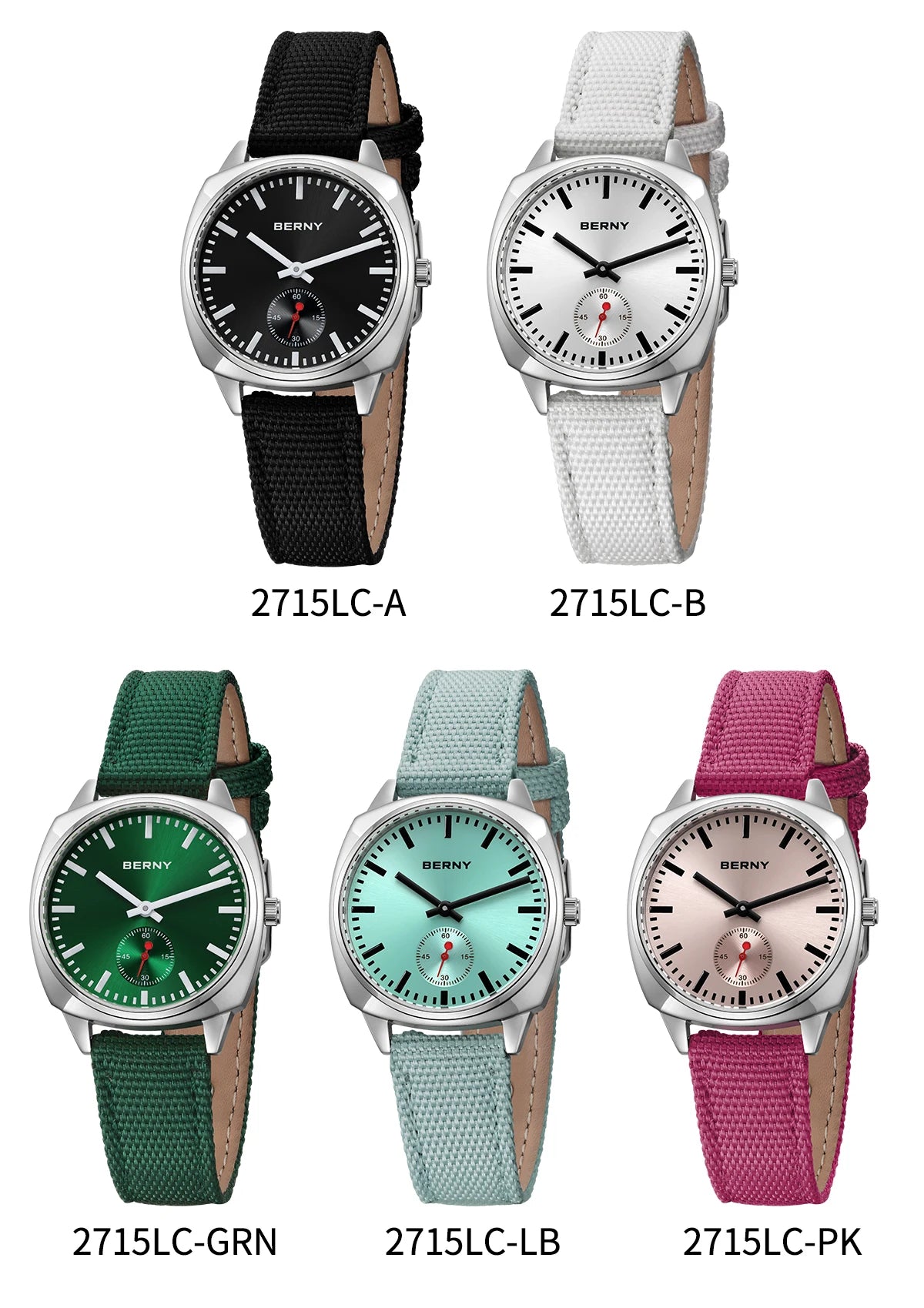 Isalora® – Ice Blue Pillow Quartz Watch for Women | Canvas Strap, Casual Railway Style, Versatile Daily Wear