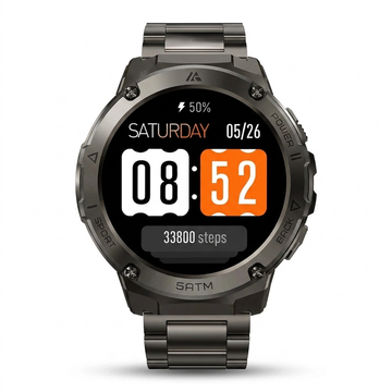 Durovia® – Altiron T3E | Men’s Outdoor GPS Smartwatch with Altimeter, Compass, Stainless Steel Case, AMOLED & IP69K Waterproofing