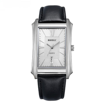 Luvrex® – Rectoné 301 | Men's Rectangle Quartz Watch with Genuine Leather Strap – 30M Waterproof Business Elegance